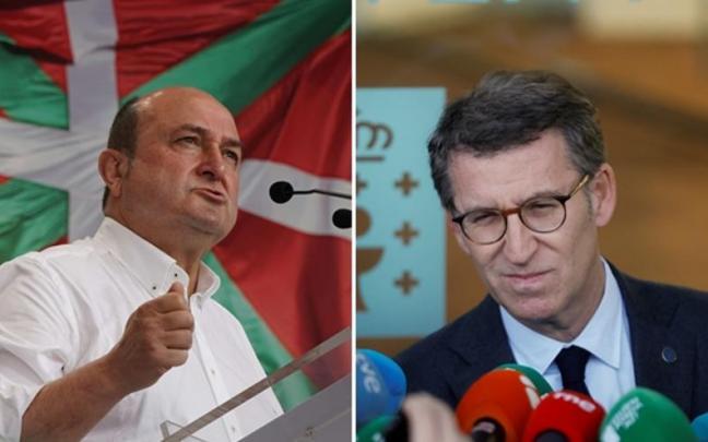 Los presidentes del PNV y el PP, Andoni Ortuzar y Alberto N&uacute;&ntilde;ez Feij&oacute;o