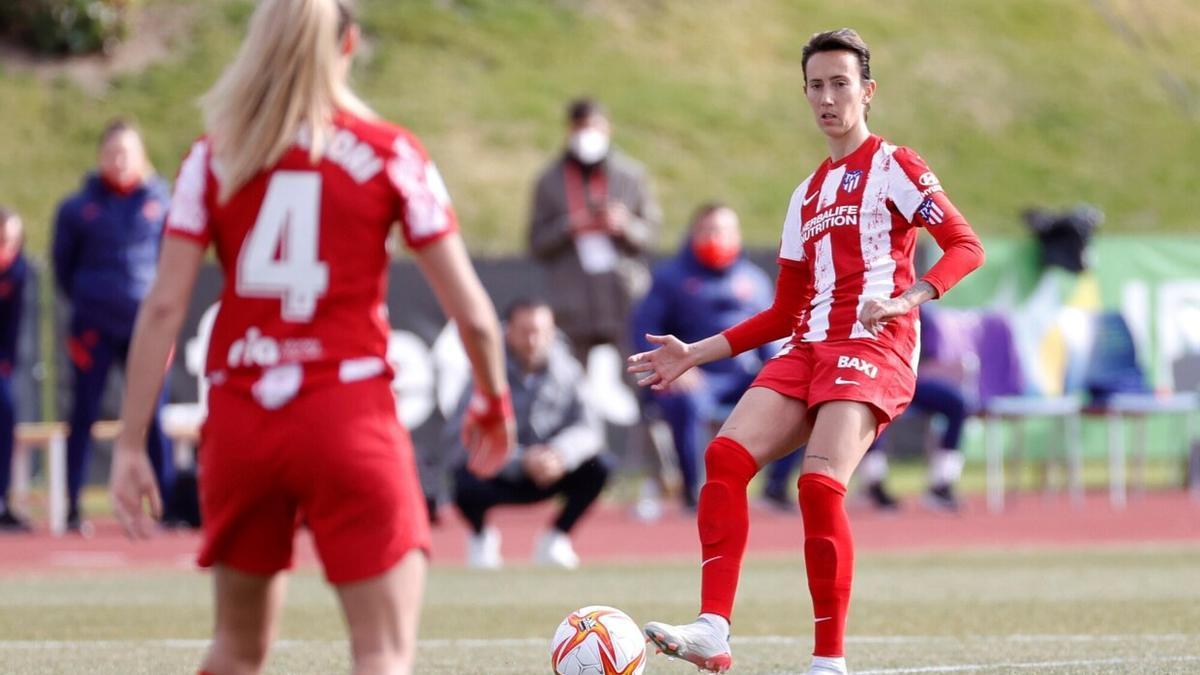 La centrocampista del Atlético de Madrid Virginia Torrecilla en enero, cuando regesó al fútbol