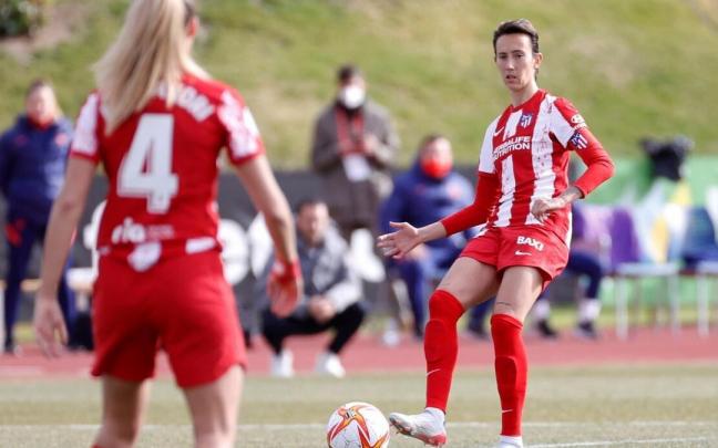 La centrocampista del Atlético de Madrid Virginia Torrecilla en enero, cuando regesó al fútbol