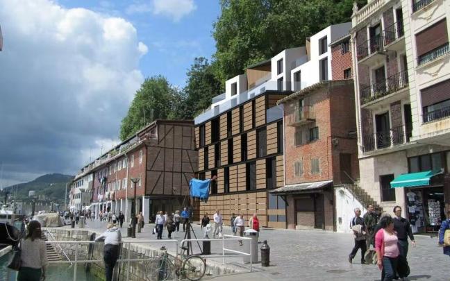 Imagen virtual del edificio de viviendas proyectado en el muelle, donde ahora hay un muro.