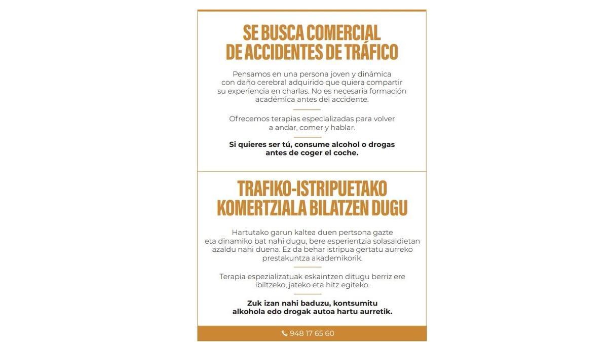 Oferta de trabajo en los folletos repartidos.