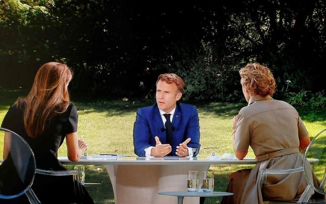 Emmanuel Macron durante la entrevista.