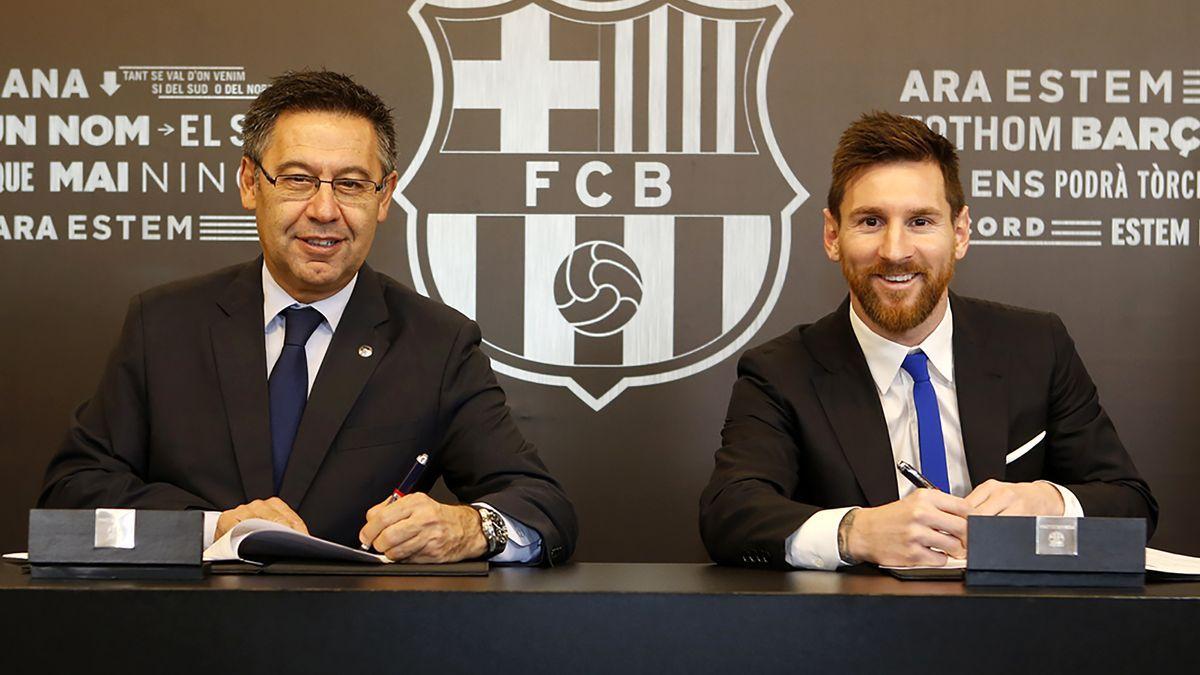 Josep Maria Bartomeu y Leo Messi