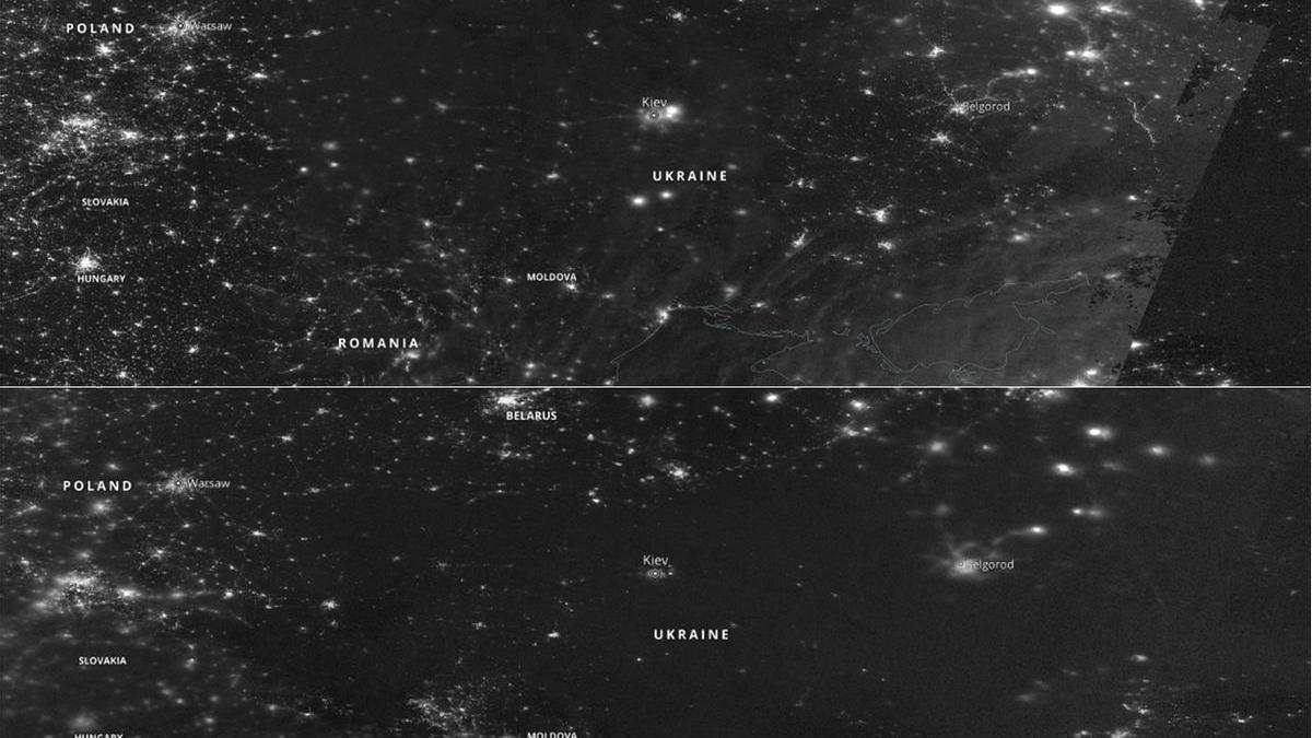 Las imágenes de la NASA que muestran el apagón en Ucrania.