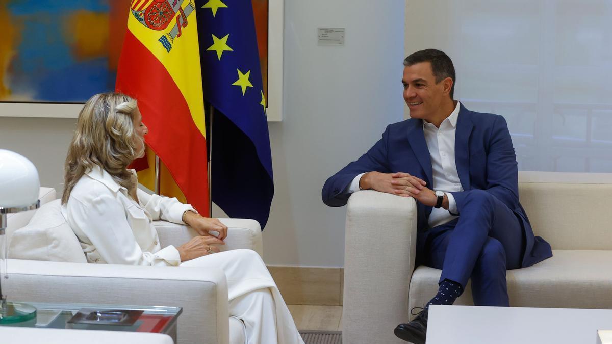 Pedro Sánchez y Yolanda Díaz han ratificado el acuerdo de presupuestos antes de llevarlo al Conejo de Ministros.