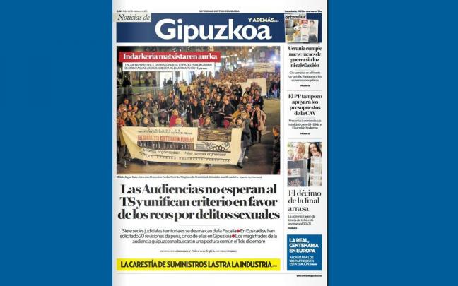 Portada de NOTICIAS DE GIPUZKOA del 26 de noviembre de 2022