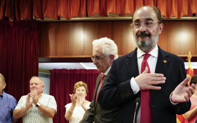 Lambán, en un acto sobre los Juegos de Invierno de 2030. Lambán, en un acto sobre los Juegos de Invierno de 2030.