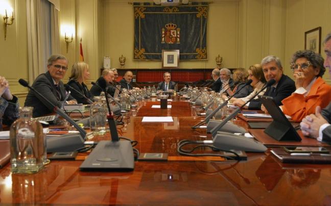 Momento del &uacute;ltimo pleno extraordinario del CGPJ, con su presidente, Rafael Mozo, a la cabeza.
