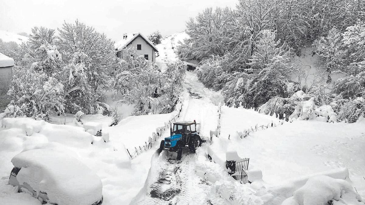 Más de medio metro de nieve sepulta la localidad de Aria, en el Valle de Aezkoa.