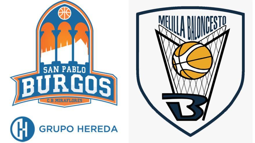 Los escudos del San Pablo Burgos y del Melilla Baloncesto.