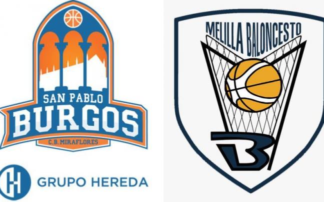 Los escudos del San Pablo Burgos y del Melilla Baloncesto. Los escudos del San Pablo Burgos y del Melilla Baloncesto.