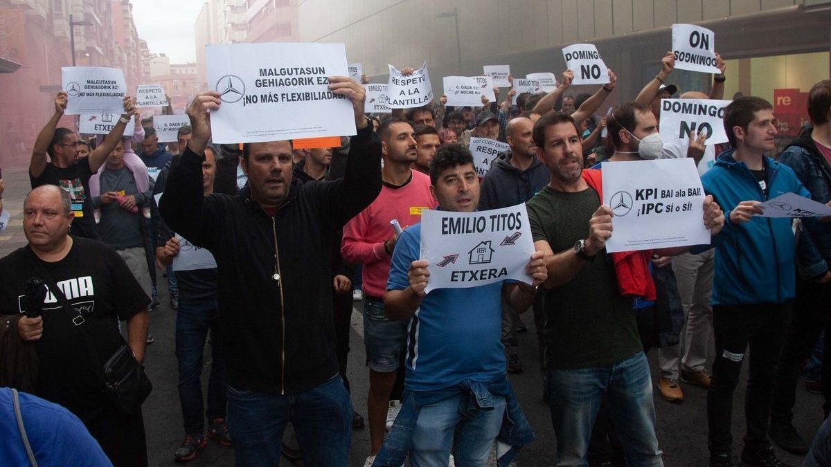 Protesta de Mercedes en un nuevo día de huelga