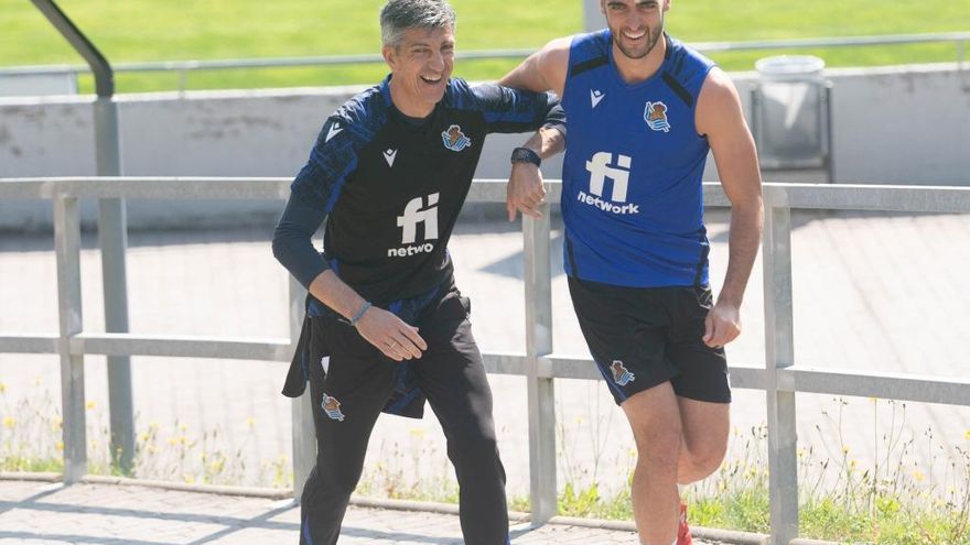 Imanol y Merino, antes del entrenamiento.