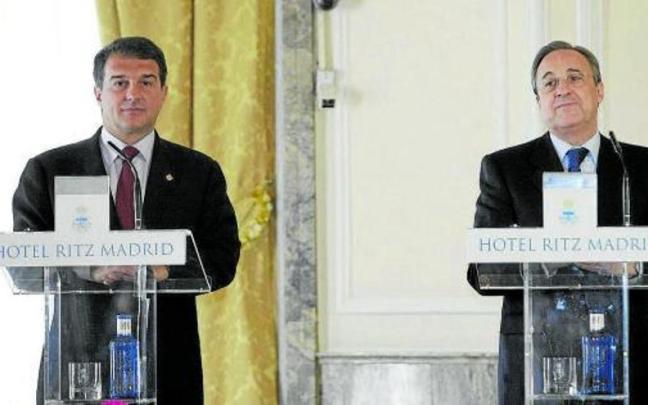 Joan Laporta y Florentino Pérez, dos de los impulsores de la Superliga. | FOTO: FERNANDO ALVARADO Joan Laporta y Florentino Pérez, dos de los impulsores de la Superliga. | FOTO: FERNANDO ALVARADO