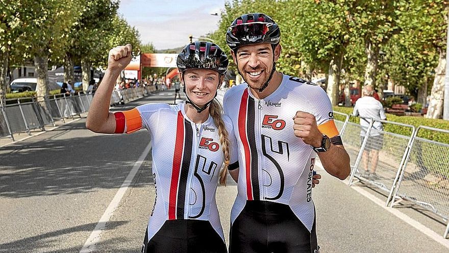 Marine Lefeuvre y Nolan Beddiaf celebrando el triunfo.