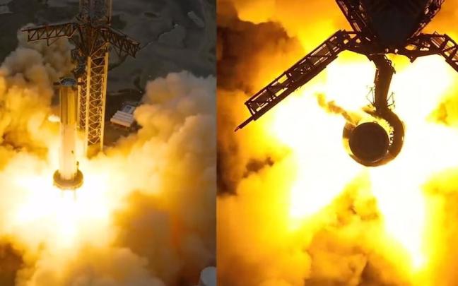 Vistas del Booster 7 tras el encendido de motores.