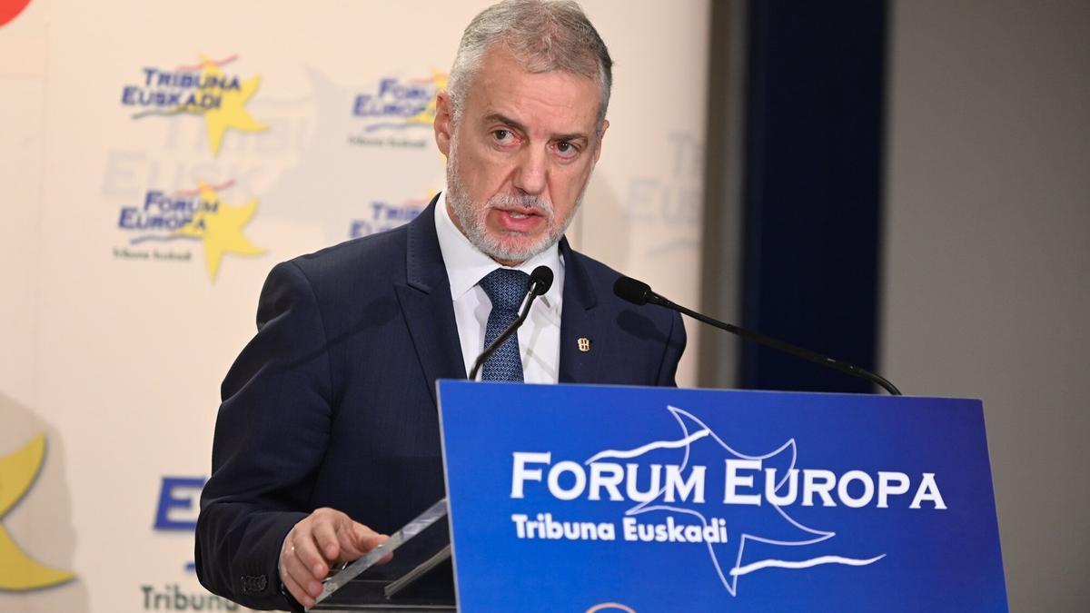 Iñigo Urkullu, en el hotel Ercilla durante la conferencia del Fórum Europa