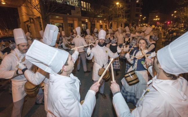 Integrantes de la tamborrada Berio, antes de la pandemia