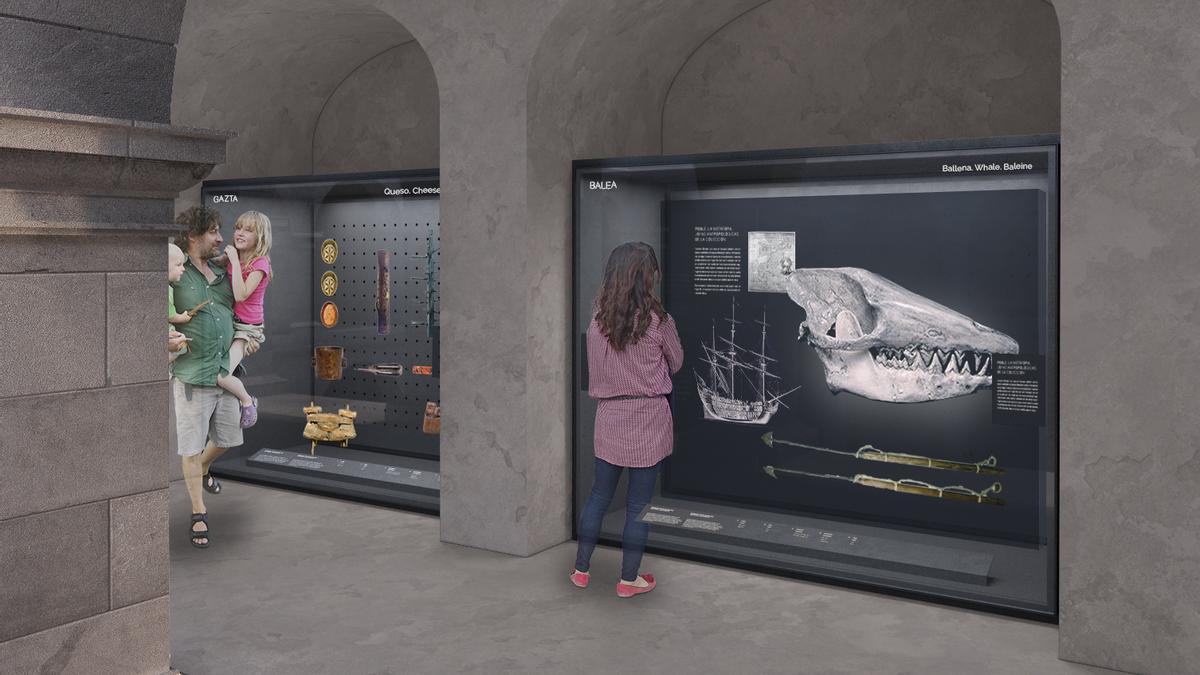 Recreación de una zona expositiva del futuro Museo Vasco.
