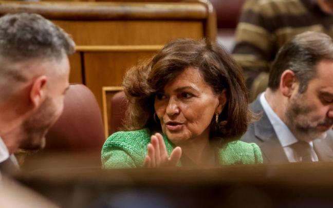 Carmen Calvo durante el plen del Congreso. Carmen Calvo durante el plen del Congreso.