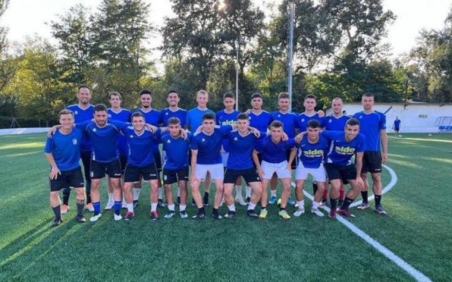 Plantilla Cantolagua en un entrenamiento de pretemporada.