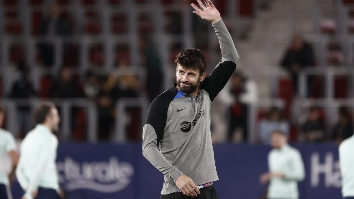 Gerard Piqué, antes del partido contra el Osasuna.