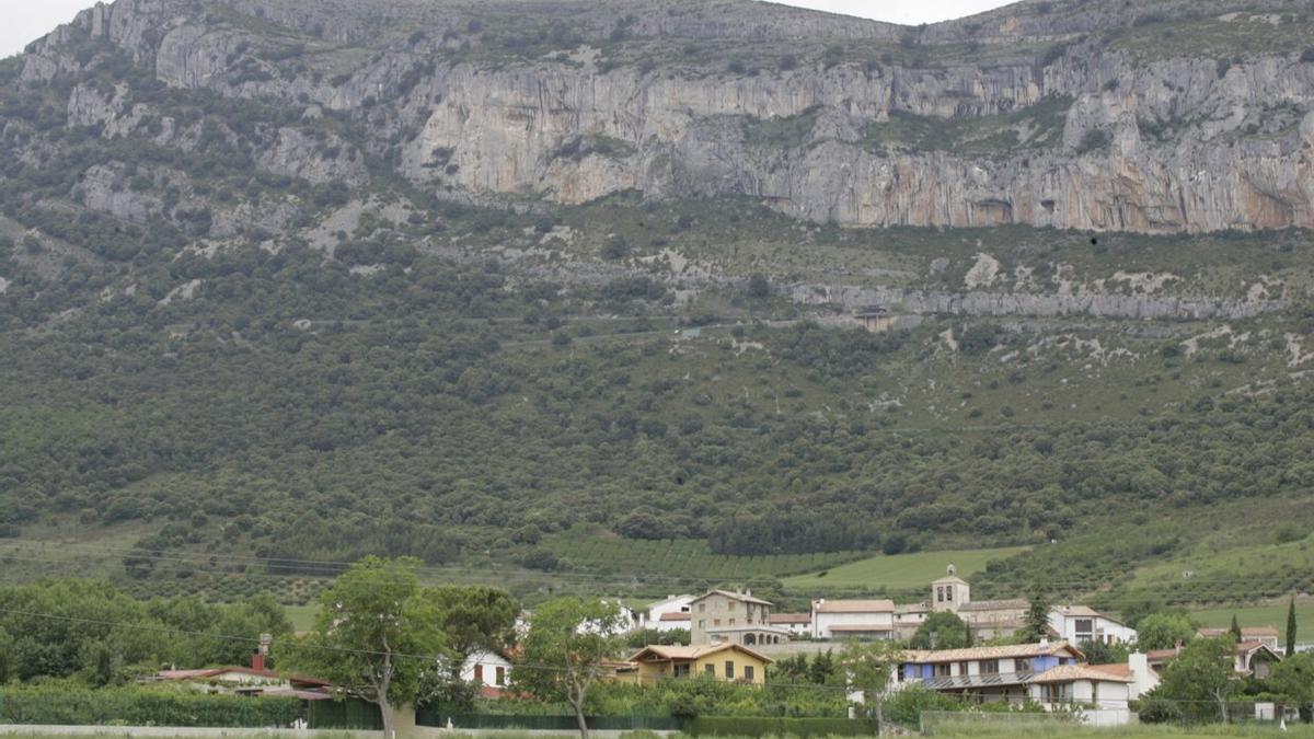 Vista panorámica de Ciriza, con la sierra de Etxauri de fondo.