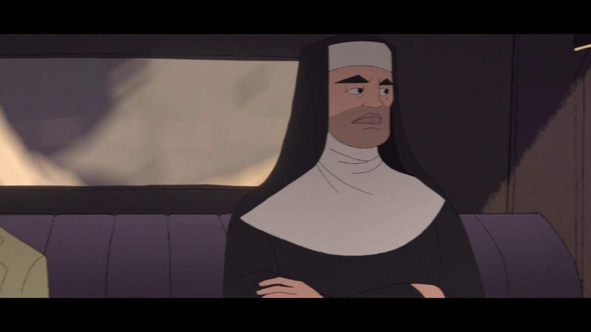 Luis Buñuel vestido de monja en 'Buñuel en el laberinto de las tortugas'.