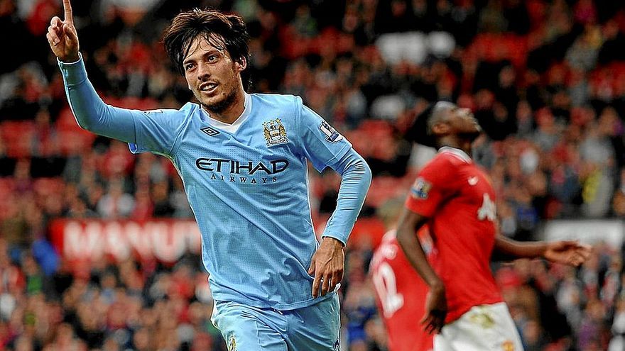 David Silva celebra uno de los goles que le ha marcado al United en Old Trafford. | FOTO: N.G.