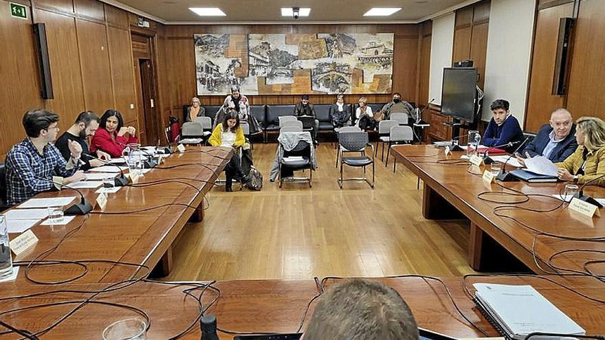 Posturas enfrentadas en el pleno de ayer, con el público al fondo.