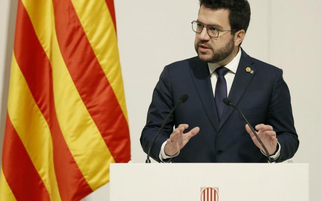 Pere Aragonés, en su intervención en el Palau