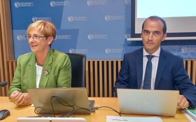 La consejera de Desarrollo Económico, Sostenibilidad y Medio Ambiente, Arantxa Tapia, junto al director general del EVE, Iñigo Ansola. La consejera de Desarrollo Económico, Sostenibilidad y Medio Ambiente, Arantxa Tapia, junto al director general del EVE, Iñigo Ansola.