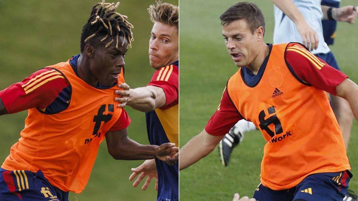 Nico Williams y César Azpilicueta, representación navarra en la selección.