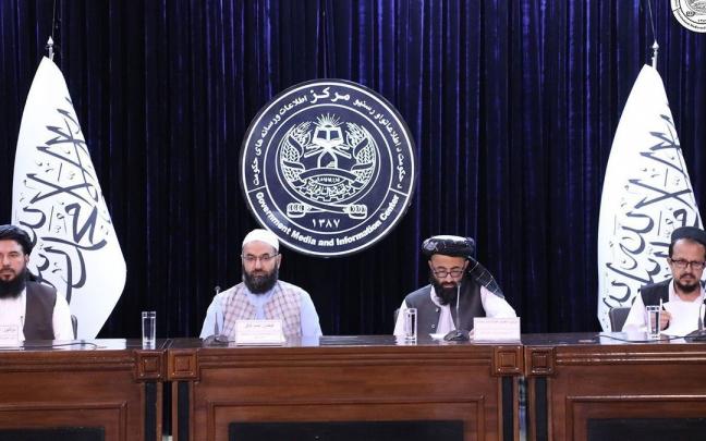 Rueda de prensa del Ministerio de Información del Gobierno talibán afgano.