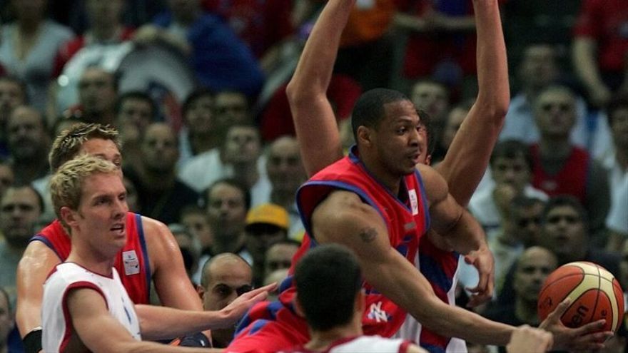 Travis Hansen, durante la Final Four de Moscú, en el partido de semifinales ante el CSKA