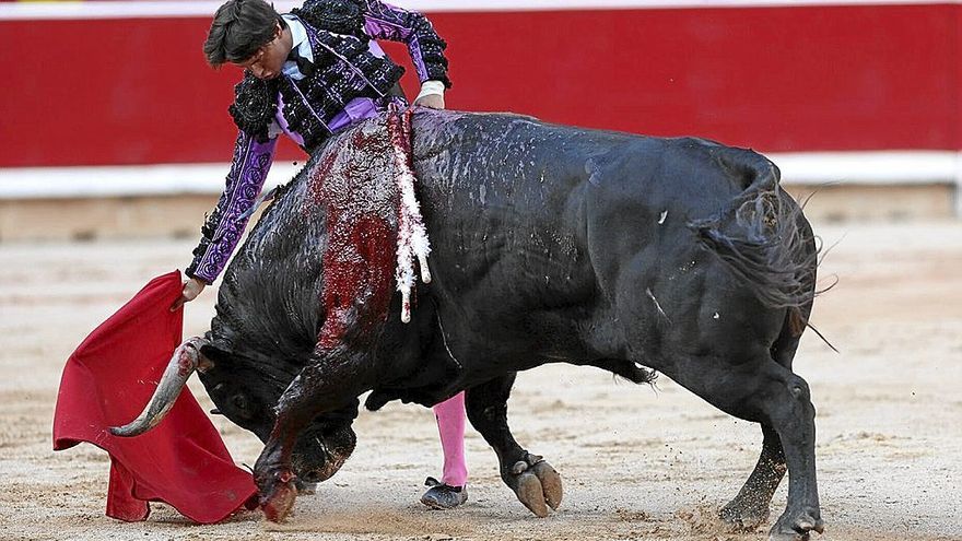 Roca templa en redonco al bravo ‘Jaceno’, de Vitoriano del Río, premiado con vuelta al ruedo. | FOTO: U. BEROIZ