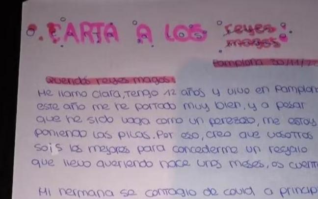 Carta de Clara Battauz a los Reyes Magos. Carta de Clara Battauz a los Reyes Magos.