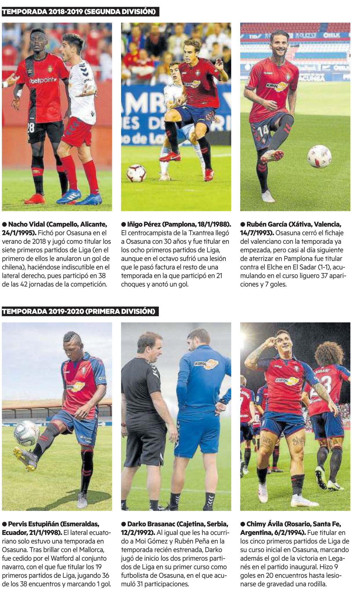 Titulares en Osasuna.