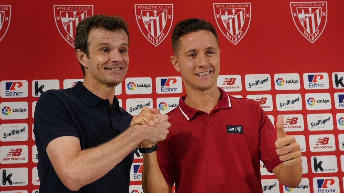 Jon Uriarte y Ander Herrera durante la presentación