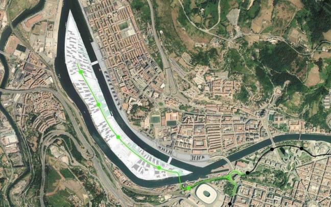 Detalle del proyecto de ampliación del tren ligero hacia Olabeaga y hasta Zorrotzaurre. Detalle del proyecto de ampliación del tren ligero hacia Olabeaga y hasta Zorrotzaurre.