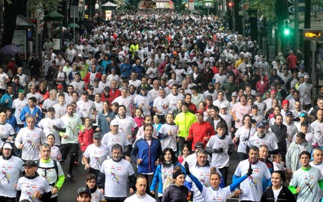 La última vez que la marea de la Herri Krosa pudo tomar Bilbao fue en 2019. La última vez que la marea de la Herri Krosa pudo tomar Bilbao fue en 2019.