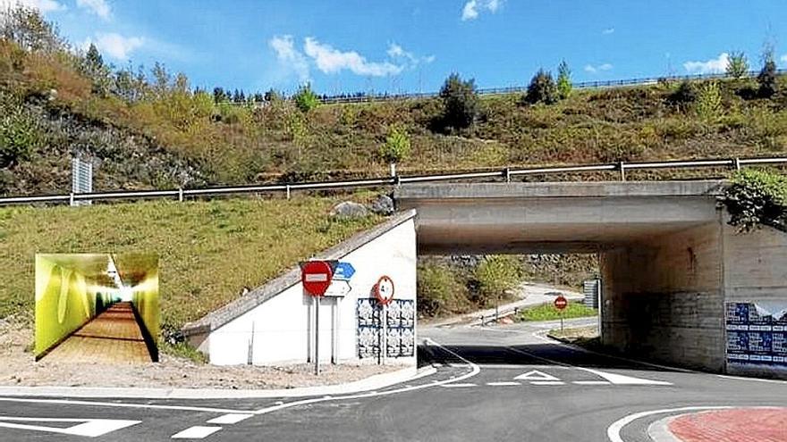 Imagen actual del cruce y a la izquierda, solución que se plantea. | FOTO: N.G.