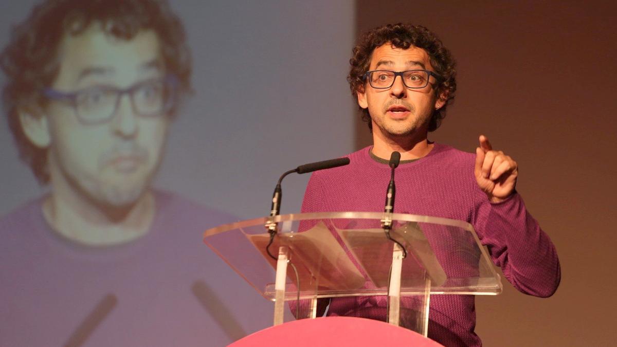 Txema Mauleón, durante un mítin en 2019.