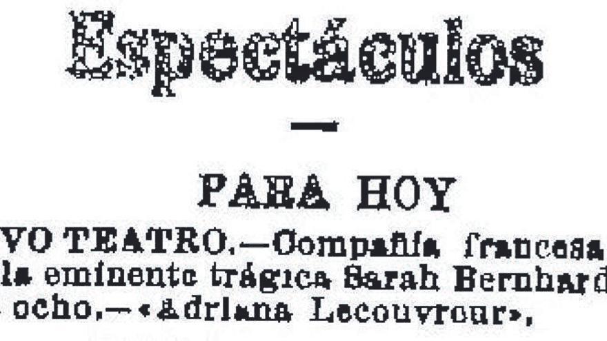 Así anunció el Nuevo Teatro de Bilbao la obra de Sarah Bernhardt