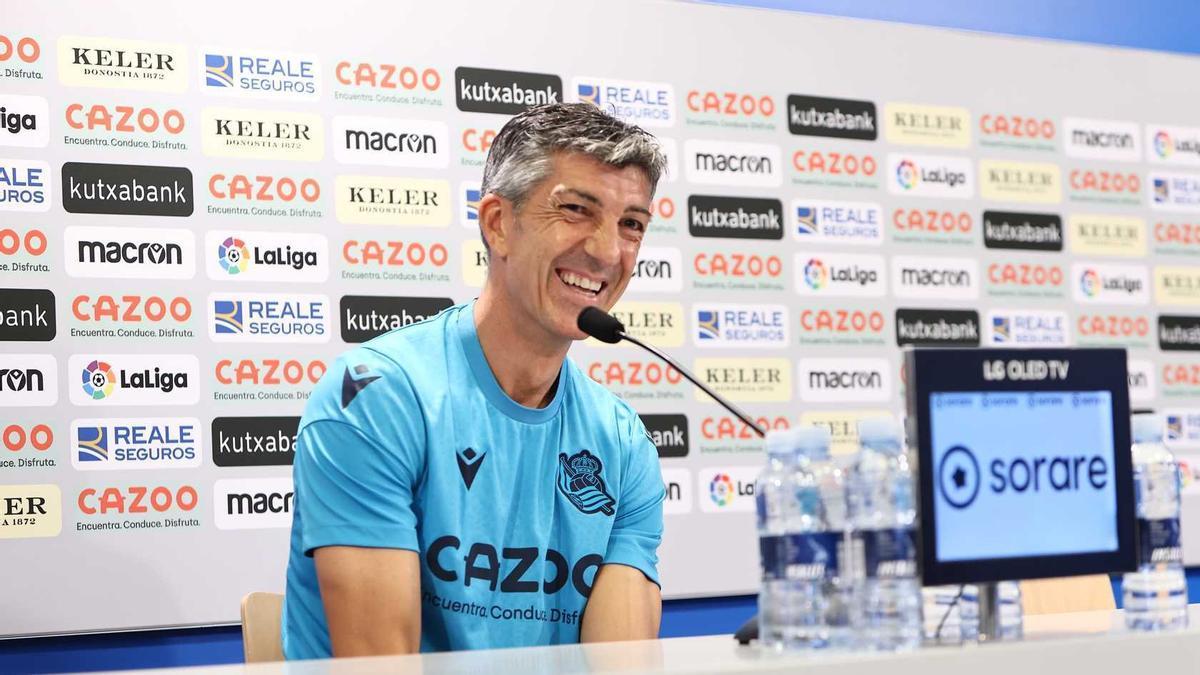 Imanol Alguacil, durante la rueda de prensa de este viernes.