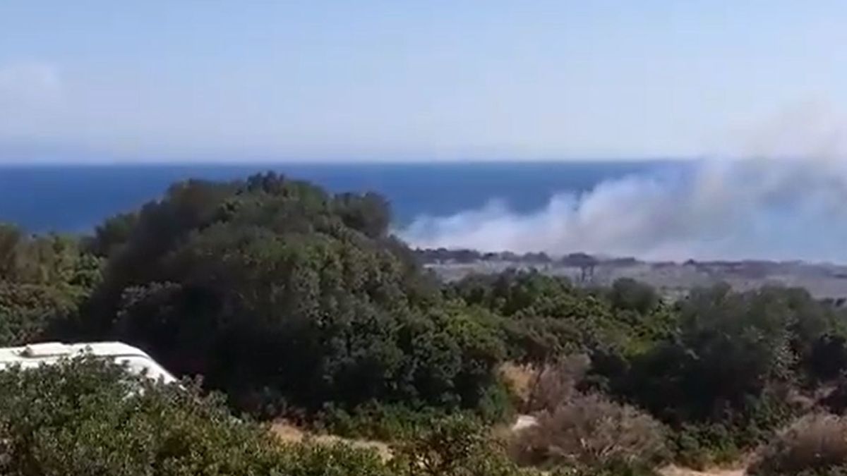 Declarado un incendio forestal en primera línea de playa en Tarifa.
