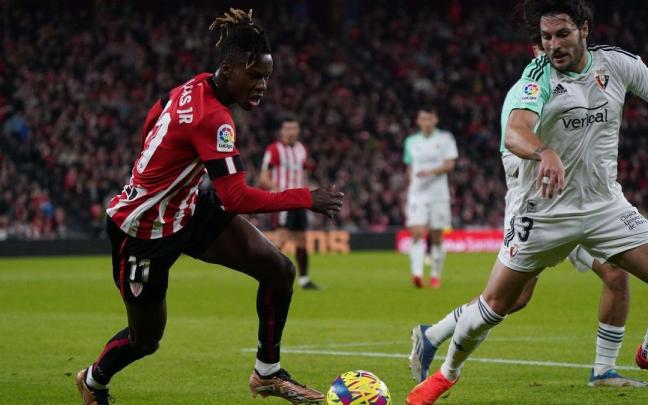 Nico Williams, en el derbi contra Osasuna.