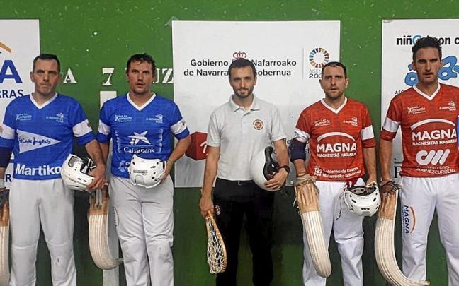 De izquierda a derecha, los remontistas Agirrezabala, Uterga, Matxin III y Ion, el viernes en Tafalla.