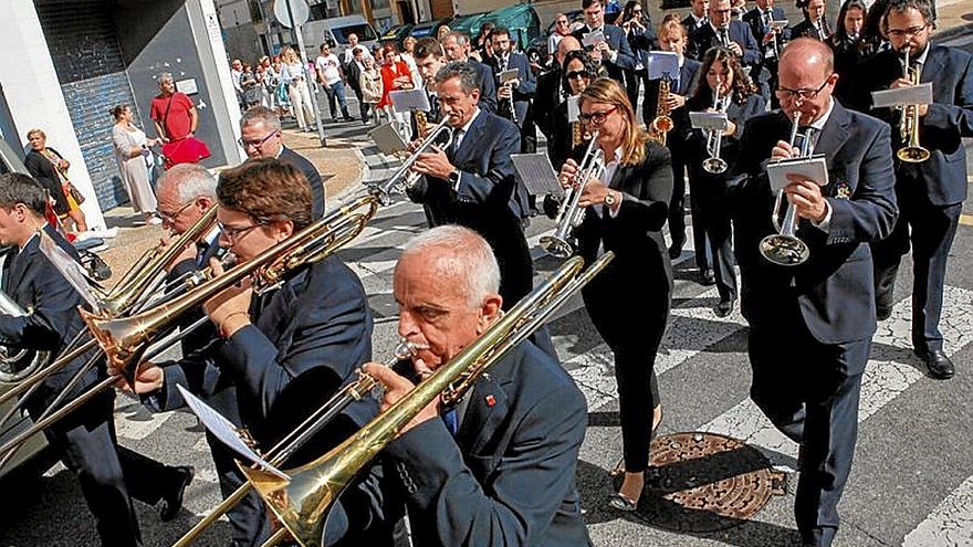 La Banda de Música de Añorbe, en la procesión de Huarte.