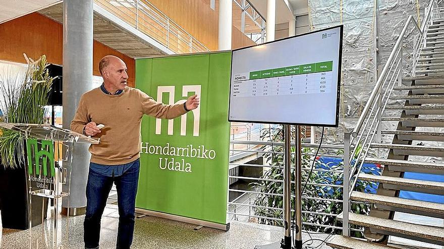 Juan Luis Silanes, concejal de Deportes, durante la rueda de prensa en Hondartza. | FOTO: N.G.